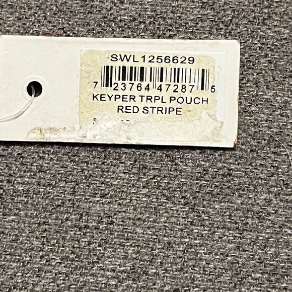 NWT Fossil 3 Cosmetic Red Stripe Triple Key Per Keyper Organizer Makeup Coated - Picture 6 of 10